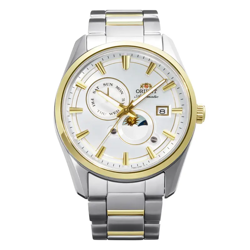 MONTRE ORIENT : STRETTO SUN & MOON BLANCHE & OR RA-AK0312S