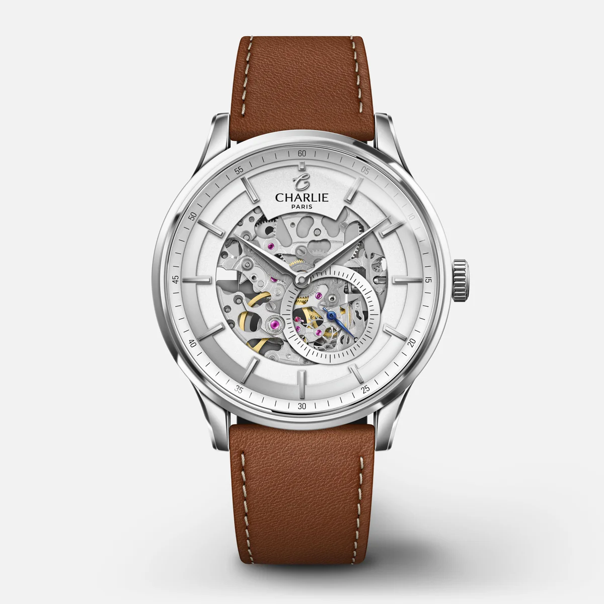 CHARLIE PARIS : INITIAL - AUTOMATIQUE SQUELETTE - BLANC
