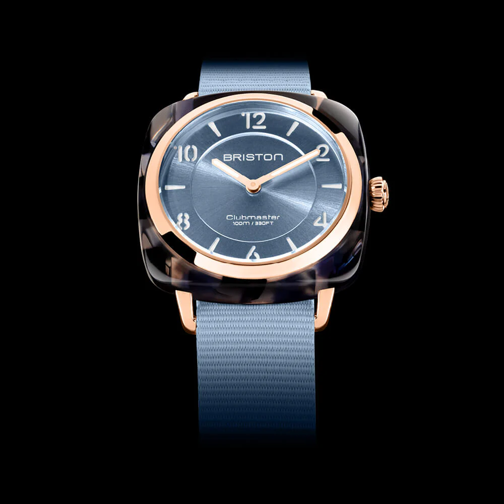 MONTRE BRISTON : CLUBMASTER CHIC BLEU GLACIER & OR 21536.PRA.UB.25.NIB