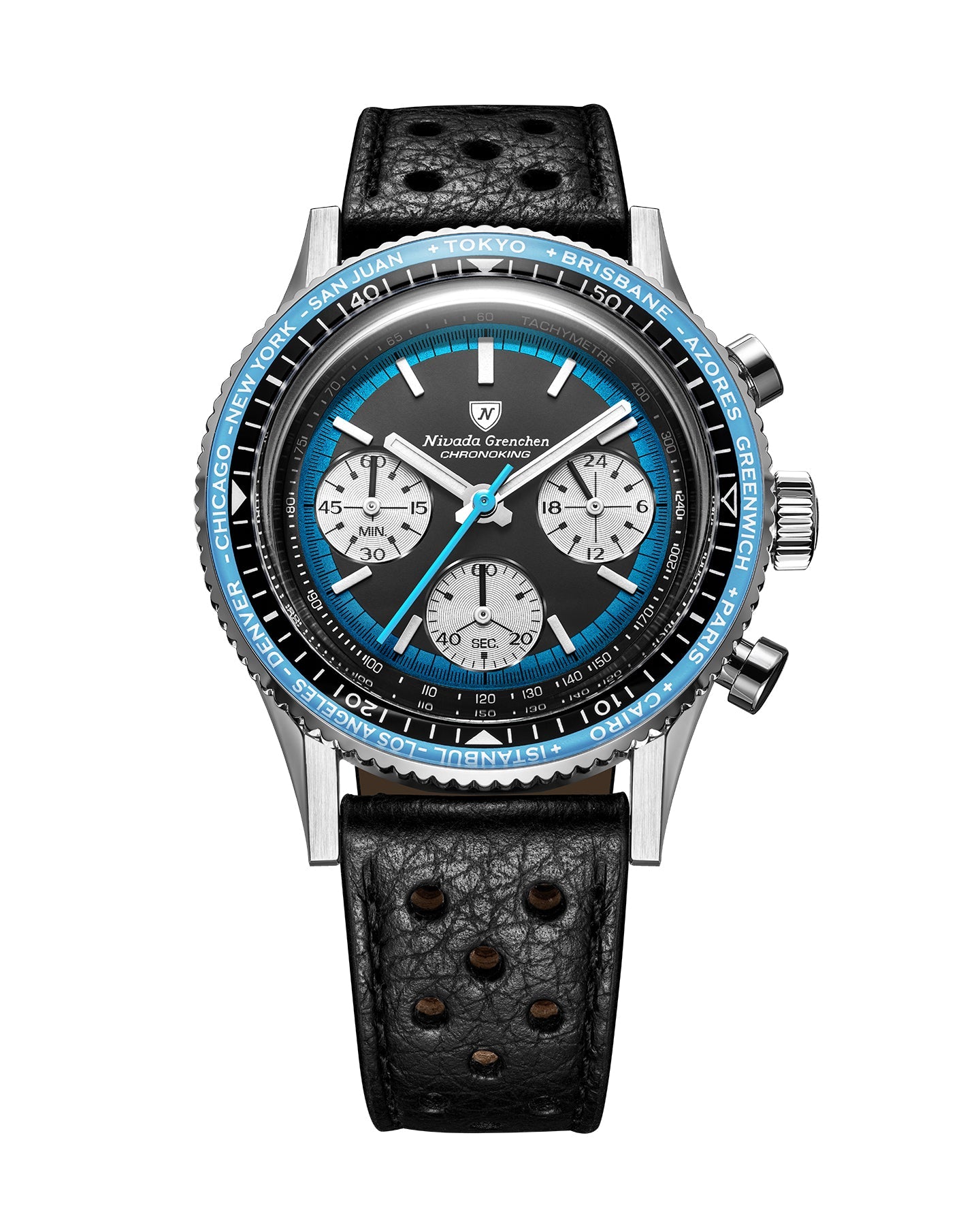 Montre Nivada Grenchen : Chronoking Summer Edition Mecaquartz Bleu