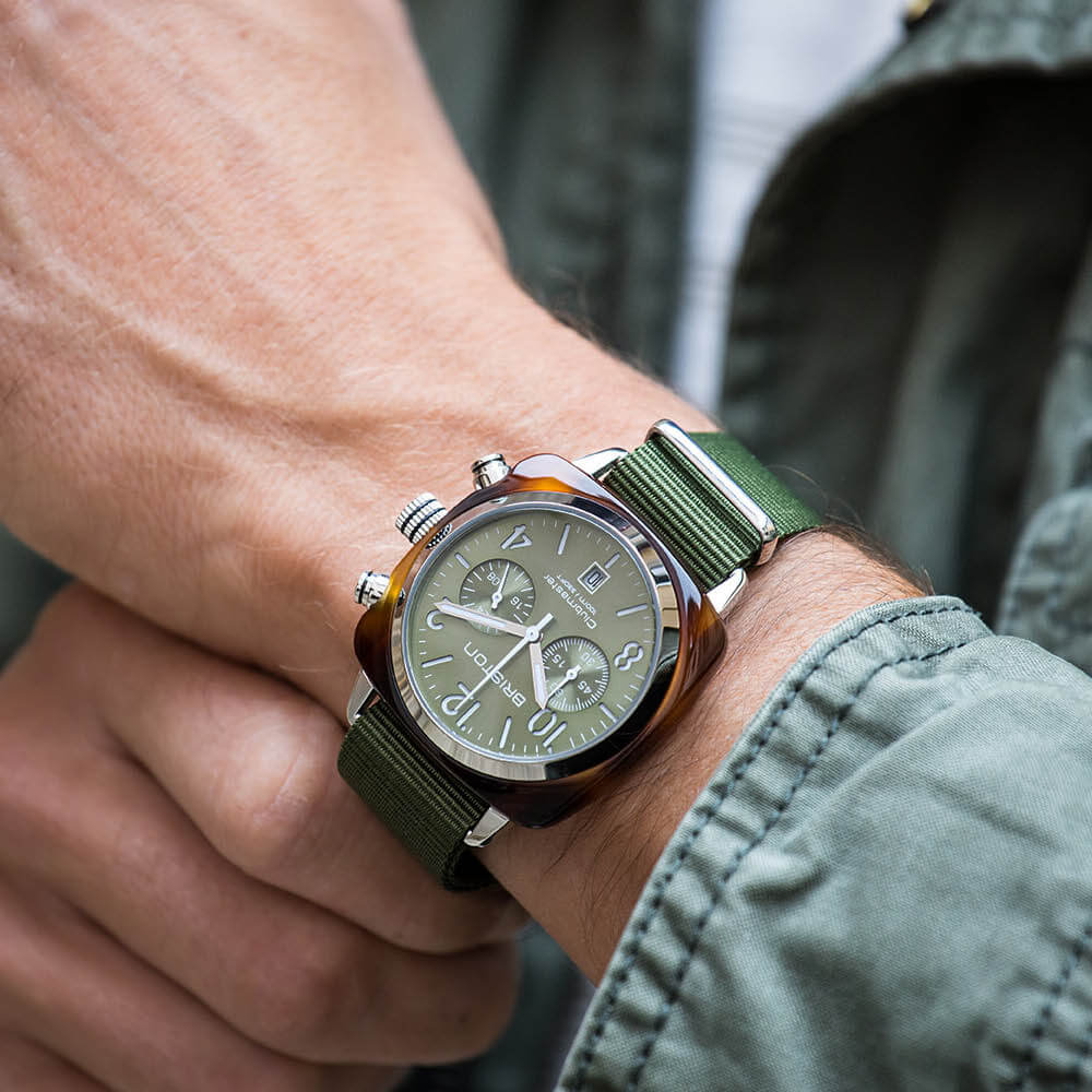 MONTRE BRISTON : CLUBMASTER CLASSIC CHRONOGRAPHE VERT 19140.SA.T.26.NOL