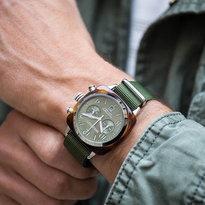 MONTRE BRISTON : CLUBMASTER CLASSIC CHRONOGRAPHE VERT 19140.SA.T.26.NOL