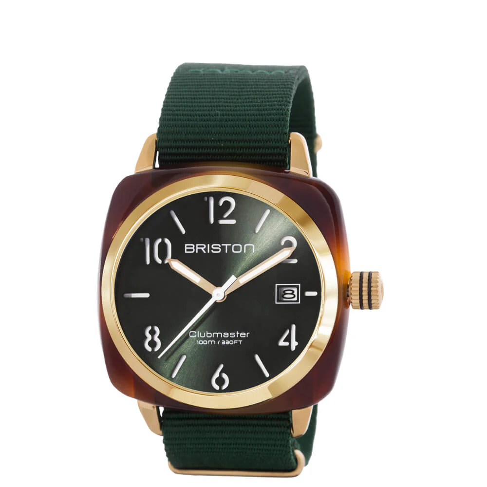MONTRE BRISTON : CLUBMASTER CLASSIC HMS VERT ANGLAIS & OR 15240.PYA.T.10.NBG