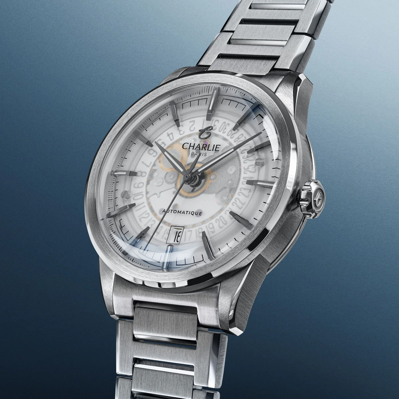 MONTRE CHARLIE PARIS : ALLIANCE AUTOMATIQUE SAPHIR BLANC