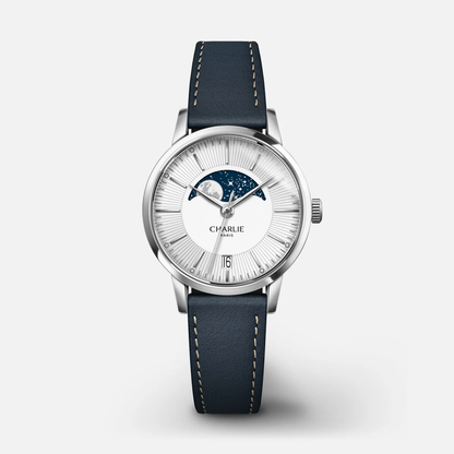 MONTRE CHARLIE PARIS : SULLY QUARTZ PHASE DE LUNE ACIER
