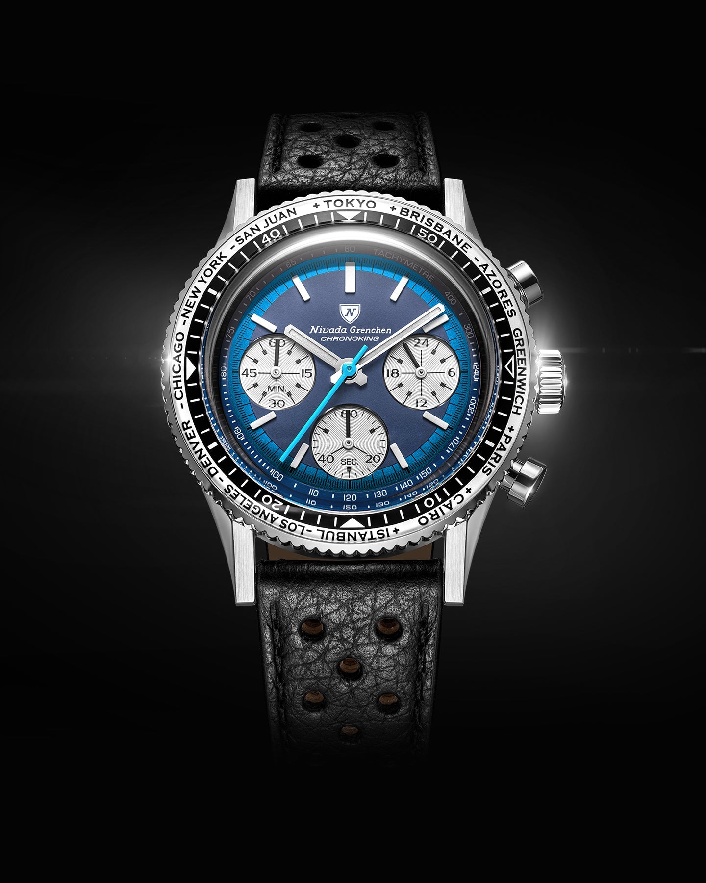 Montre Nivada Grenchen : Chronoking Summer Edition Mecaquartz Bleu Lagon