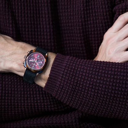 MONTRE BRISTON : CLUBMASTER CLASSIC CHRONOGRAPHE ROUGE & OR ROSE 15140.PRA.T.8.NBDX