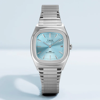Timex : 1983 E Line automatique bleu 34 mm, vue de présentation