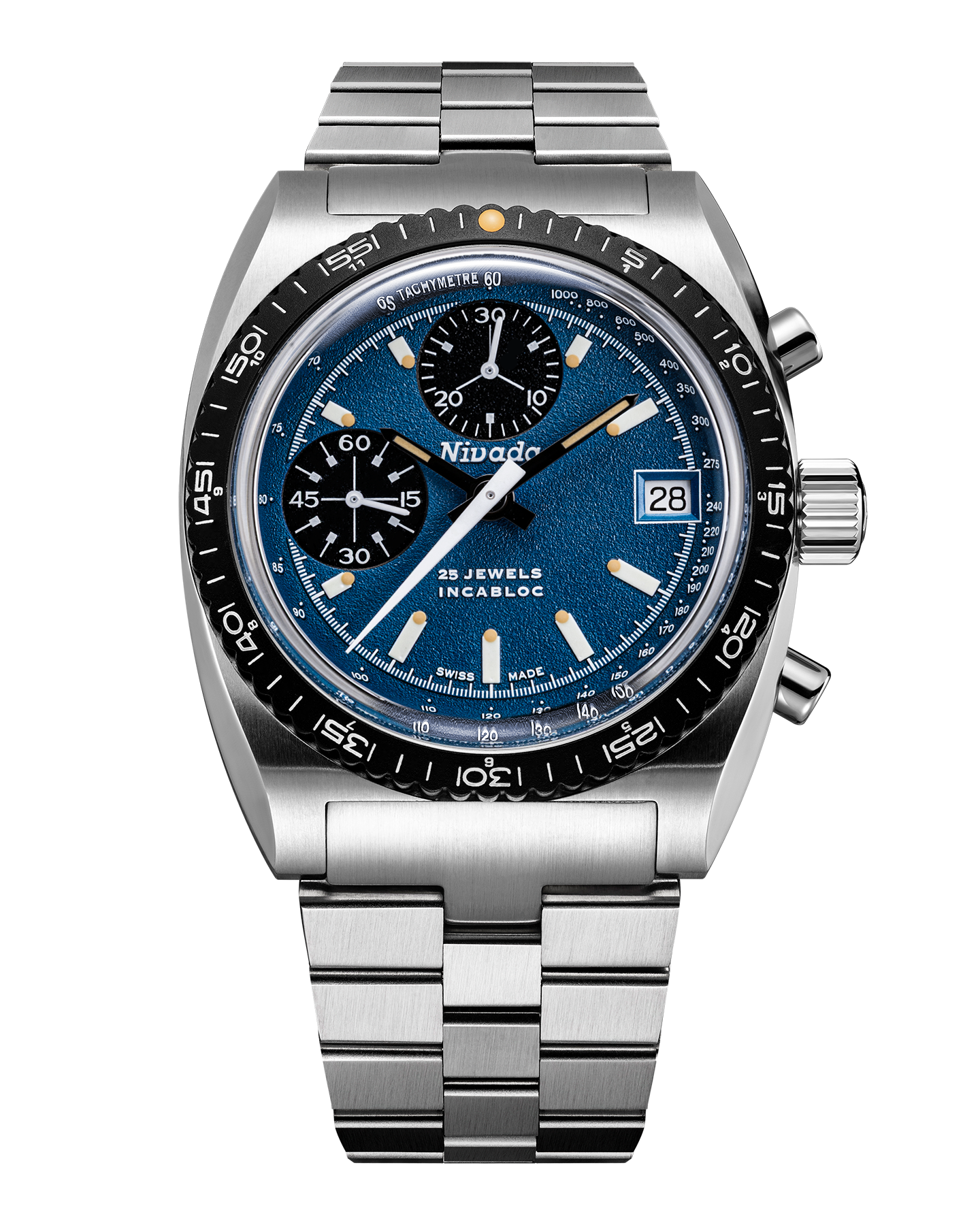 Montre Nivada Grenchen : Autochron Automatique Bleue