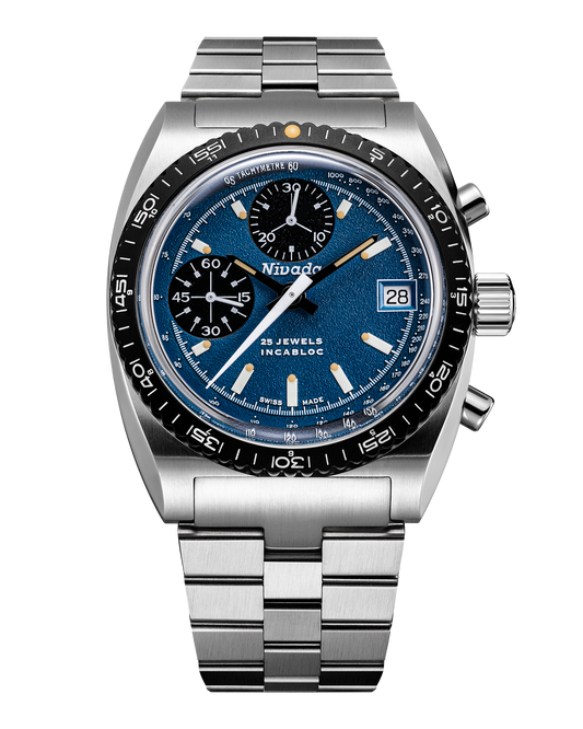 Montre Nivada Grenchen : Autochron Automatique Bleue
