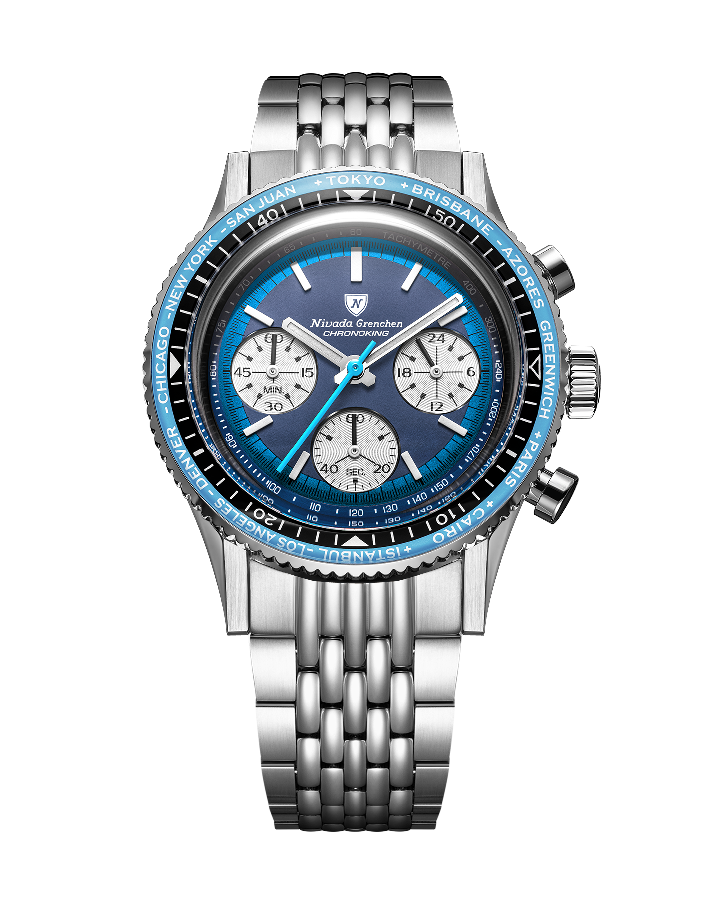 Montre Nivada Grenchen : Chronoking Summer Edition Mecaquartz Bleu Lagon