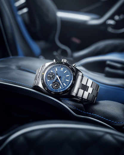 Montre Nivada Grenchen : Autochron Automatique Bleue