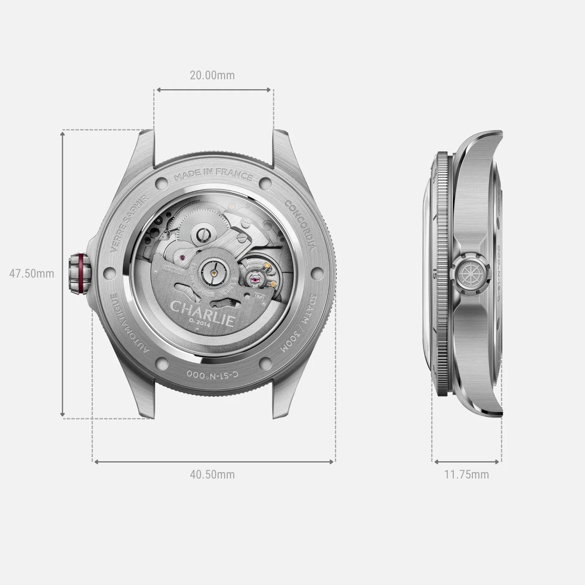 Montre Charlie Paris : Concordia GMT Automatique Bordeaux