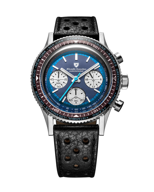 Nivada Grenchen Watch: Chronoking Summer Edition Mecaquartz Lagoon Blue