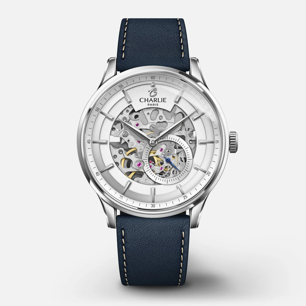 CHARLIE PARIS : INITIAL - AUTOMATIQUE SQUELETTE - BLANC