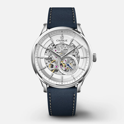 CHARLIE PARIS : INITIAL - AUTOMATIQUE SQUELETTE - BLANC