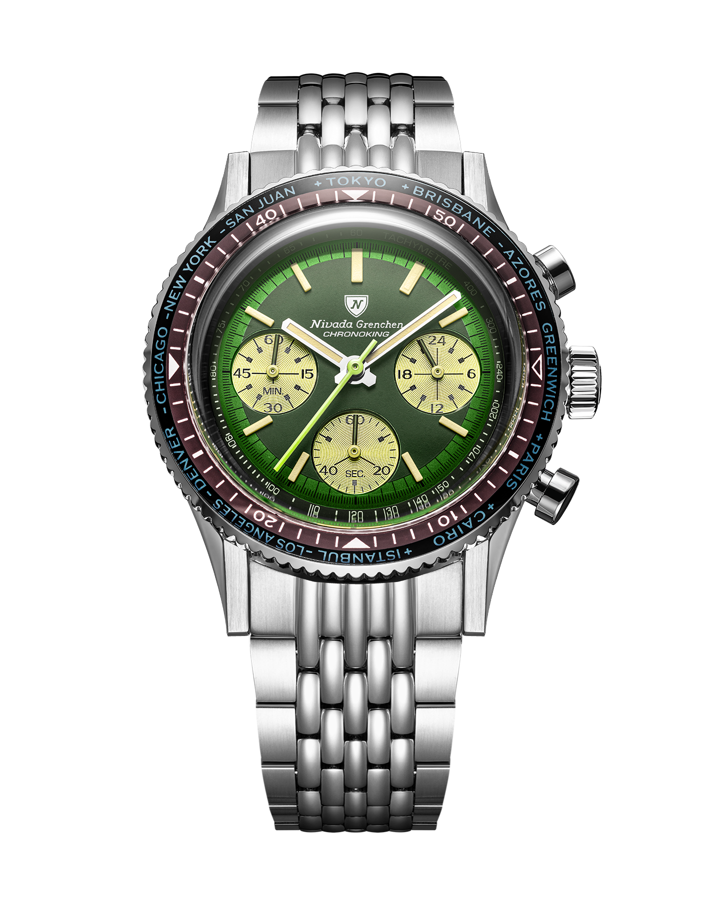 Nivada Grenchen Watch: Chronoking Summer Edition Mecaquartz Green