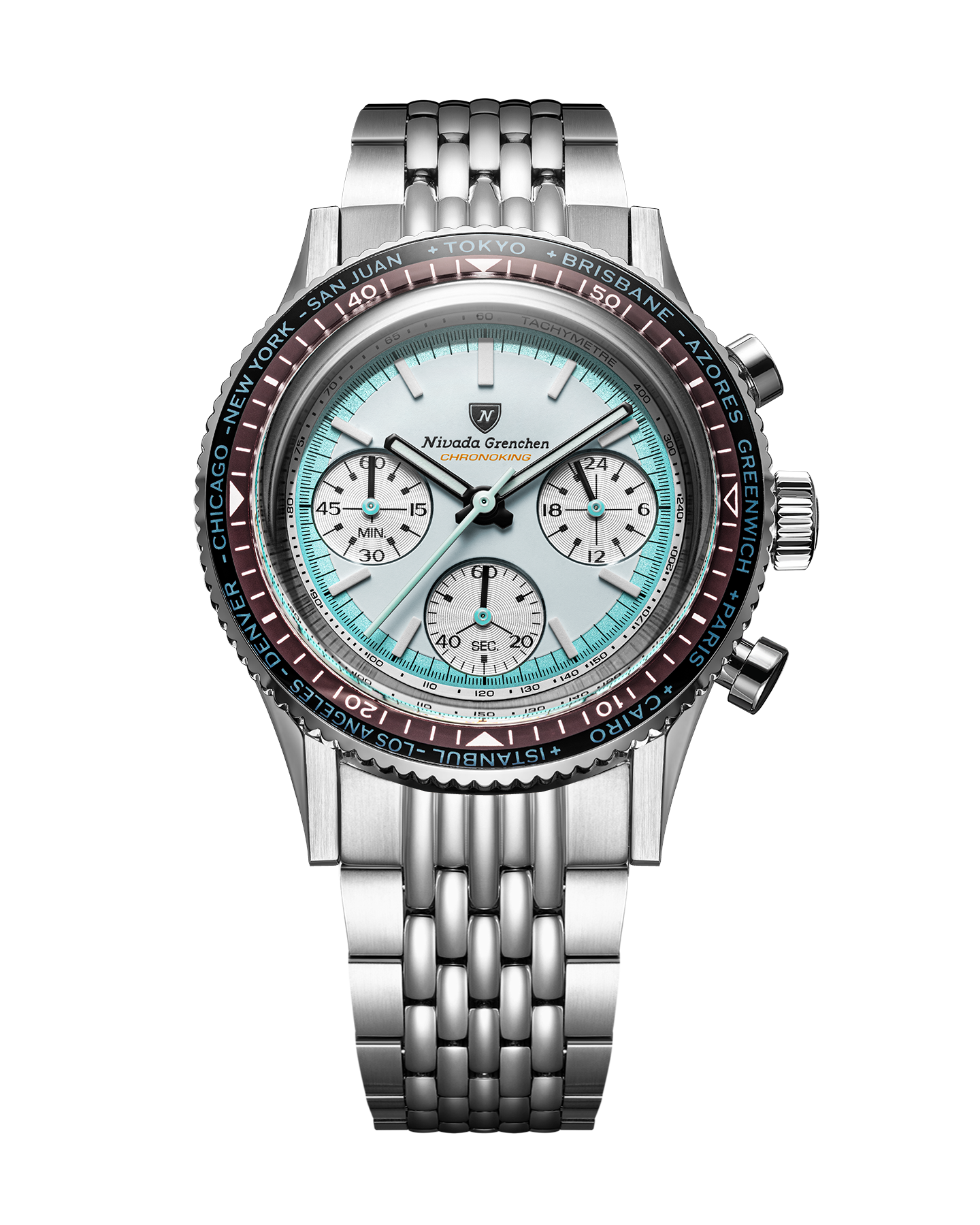 Reloj Nivada Grenchen: Chronoking Summer Edition Mecaquartz Gris