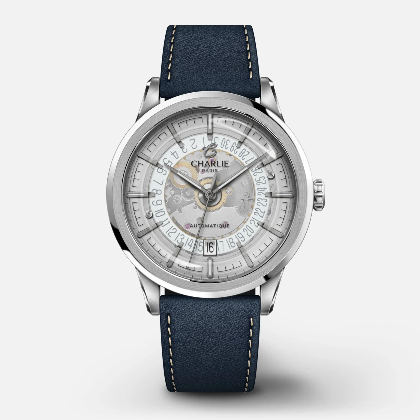 MONTRE CHARLIE PARIS : ALLIANCE AUTOMATIQUE SAPHIR BLANC