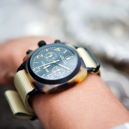 BRISTON WATCH: CLUBMASTER CLASSIC CHRONOGRAPH SAFARI 14140.PBAM.TS.5.NK