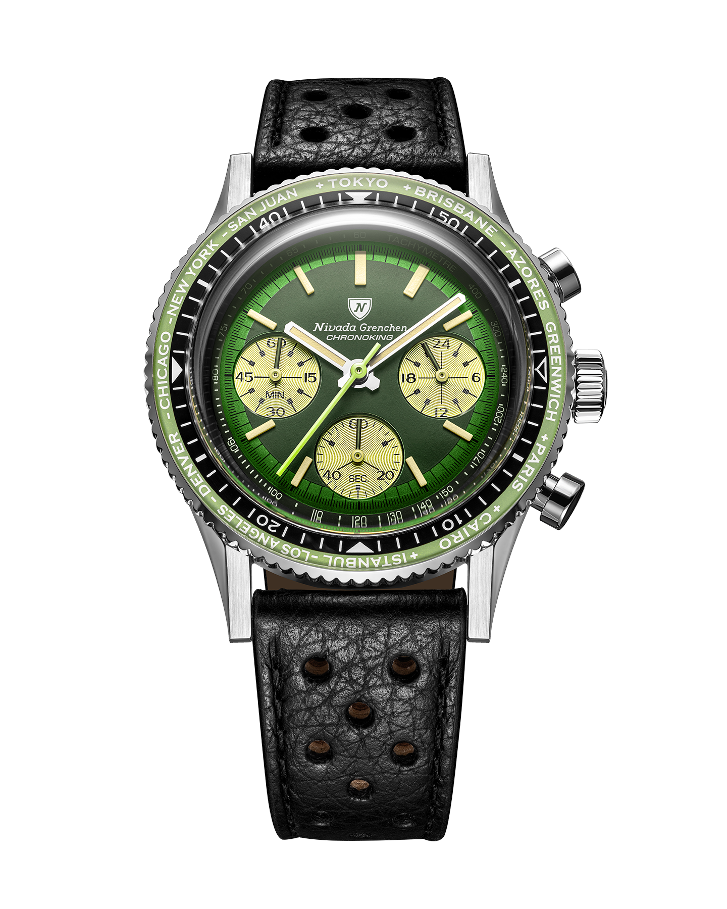 Nivada Grenchen Watch: Chronoking Summer Edition Mecaquartz Green