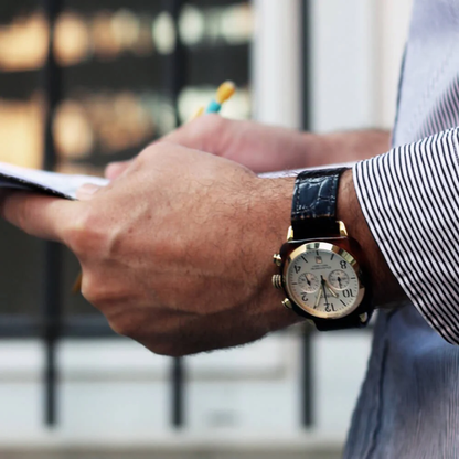MONTRE BRISTON : CLUBMASTER CLASSIC CHRONOGRAPHE BLANC & OR 17140.PYA.T.2.NB