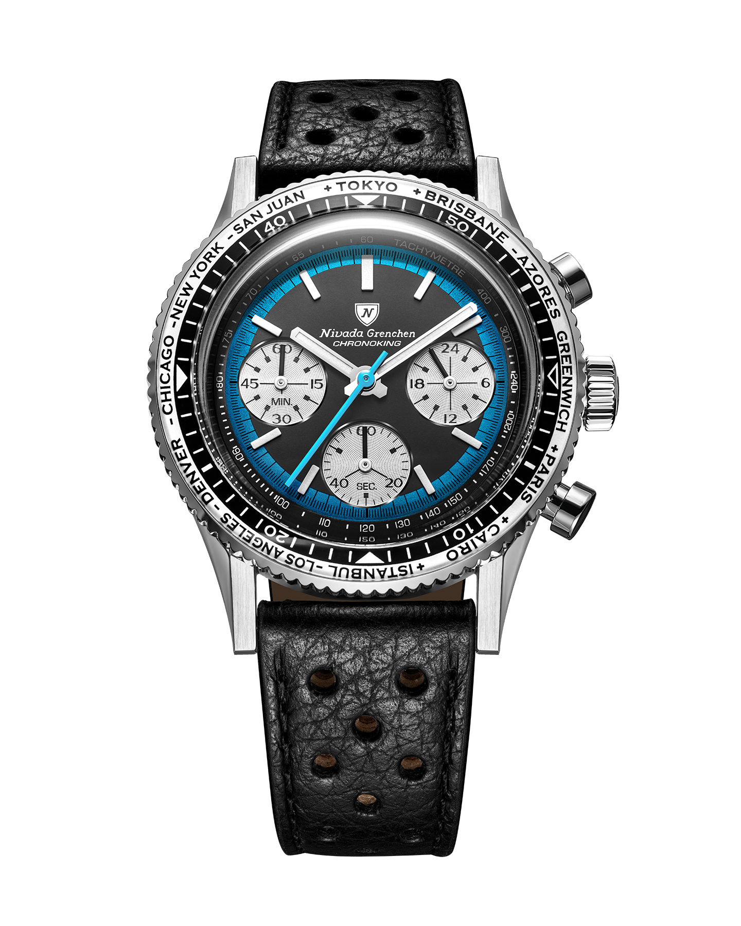 Montre Nivada Grenchen : Chronoking Summer Edition Mecaquartz Bleu