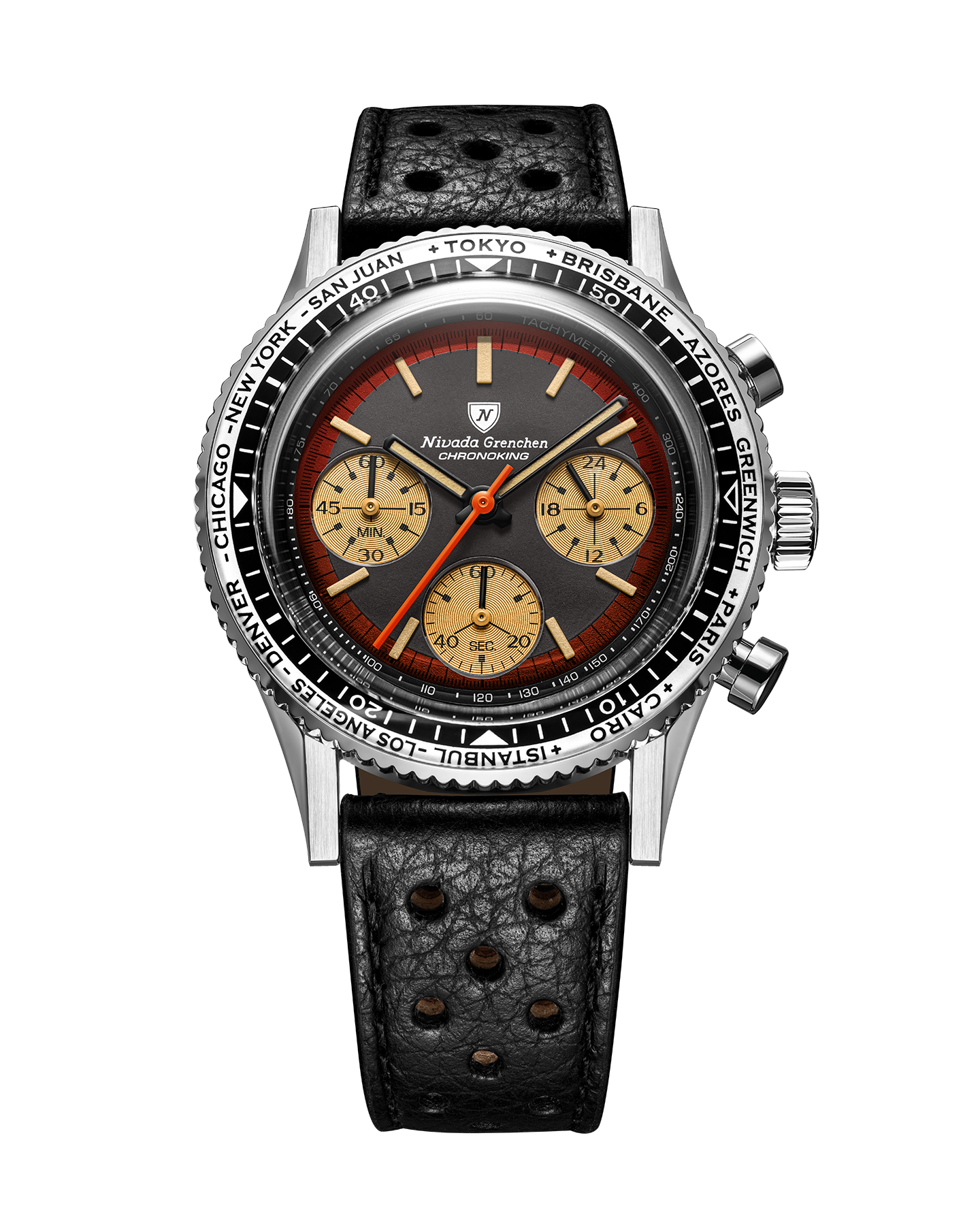 Montre Nivada Grenchen : Chronoking Summer Edition Ambre Noire
