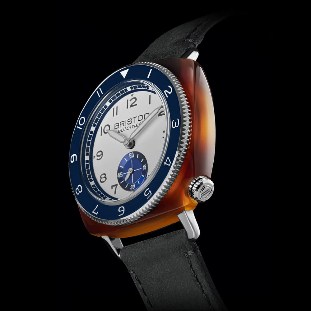 MONTRE BRISTON : CLUBMASTER LEGEND PETITE SECONDE BLANC & BLEU 241639.SA.T.2NV.CH