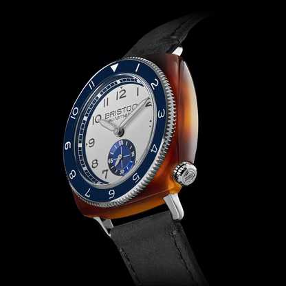 MONTRE BRISTON : CLUBMASTER LEGEND PETITE SECONDE BLANC & BLEU 241639.SA.T.2NV.CH