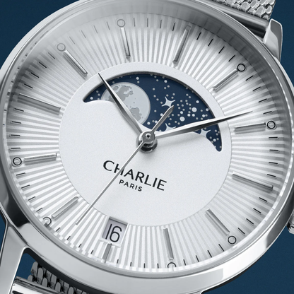 MONTRE CHARLIE PARIS : SULLY QUARTZ PHASE DE LUNE ACIER