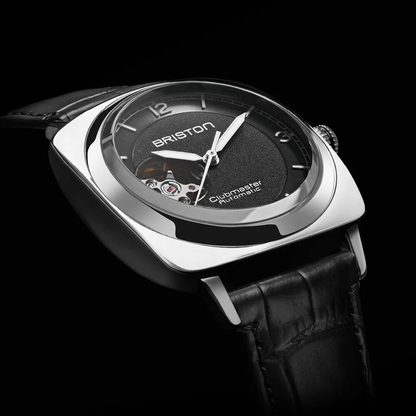 MONTRE BRISTON : CLUBMASTER LEGEND CLASSIC COEUR OUVERT ACIER & NOIR 25739.PS.L.1.LAB