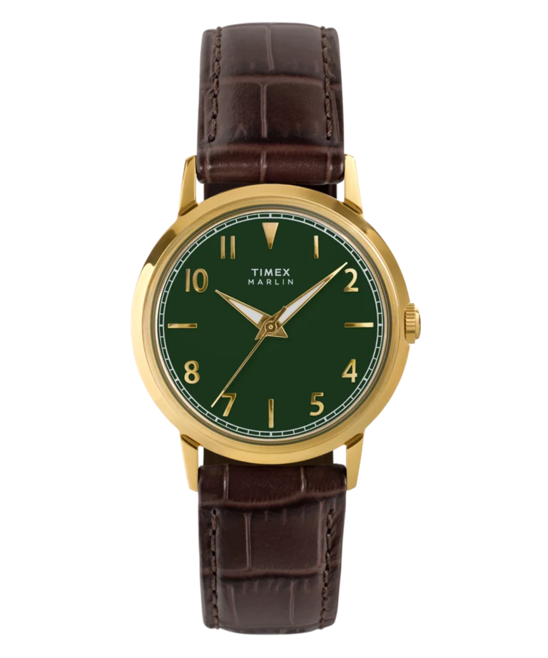 Timex : Marlin quartz vert 34 mm, vue de face
