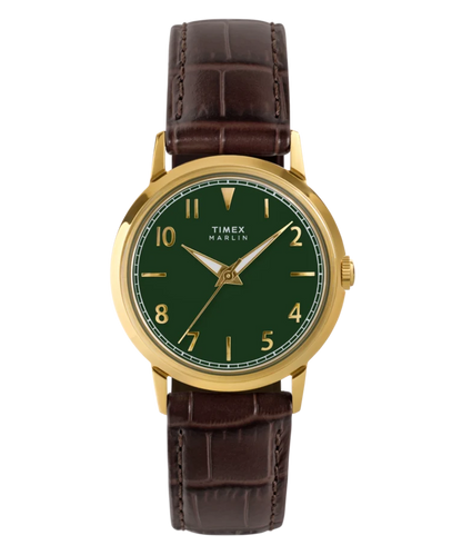 Timex : Marlin quartz vert 34 mm, vue de face