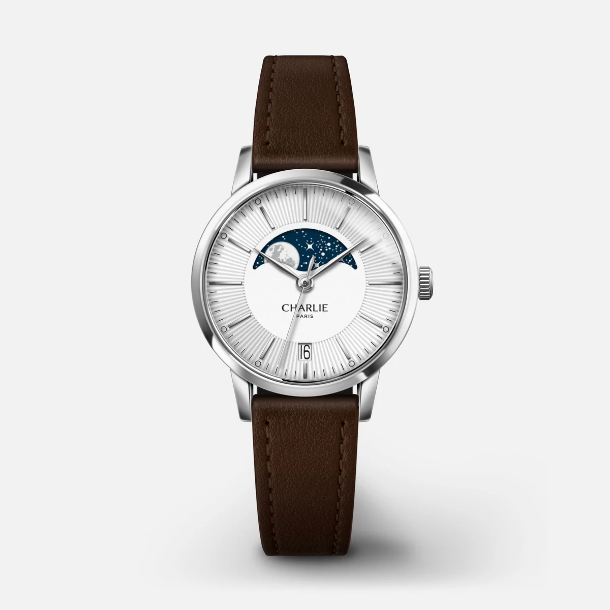 MONTRE CHARLIE PARIS : SULLY QUARTZ PHASE DE LUNE ACIER