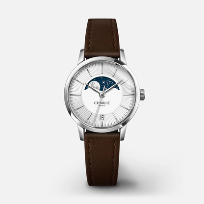 MONTRE CHARLIE PARIS : SULLY QUARTZ PHASE DE LUNE ACIER