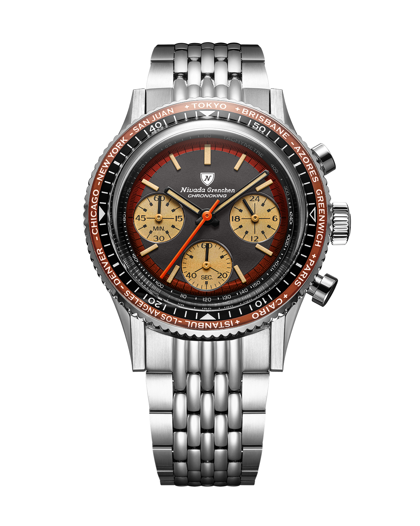 Montre Nivada Grenchen : Chronoking Summer Edition Ambre Noire