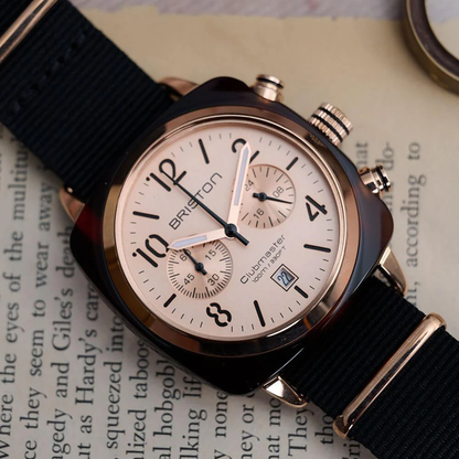 MONTRE BRISTON : CLUBMASTER CLASSIC CHRONOGRAPHE OR & OR ROSE 14140.PRA.T.6.NB