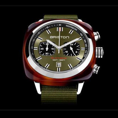 BRISTON WATCH: CLUBMASTER SPORT ACETATE – OLIVE GREEN