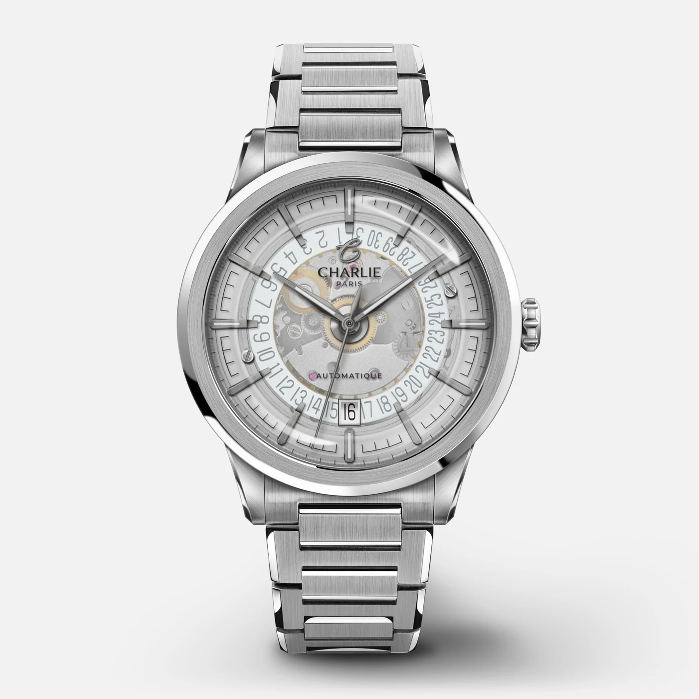 MONTRE CHARLIE PARIS : ALLIANCE AUTOMATIQUE SAPHIR BLANC