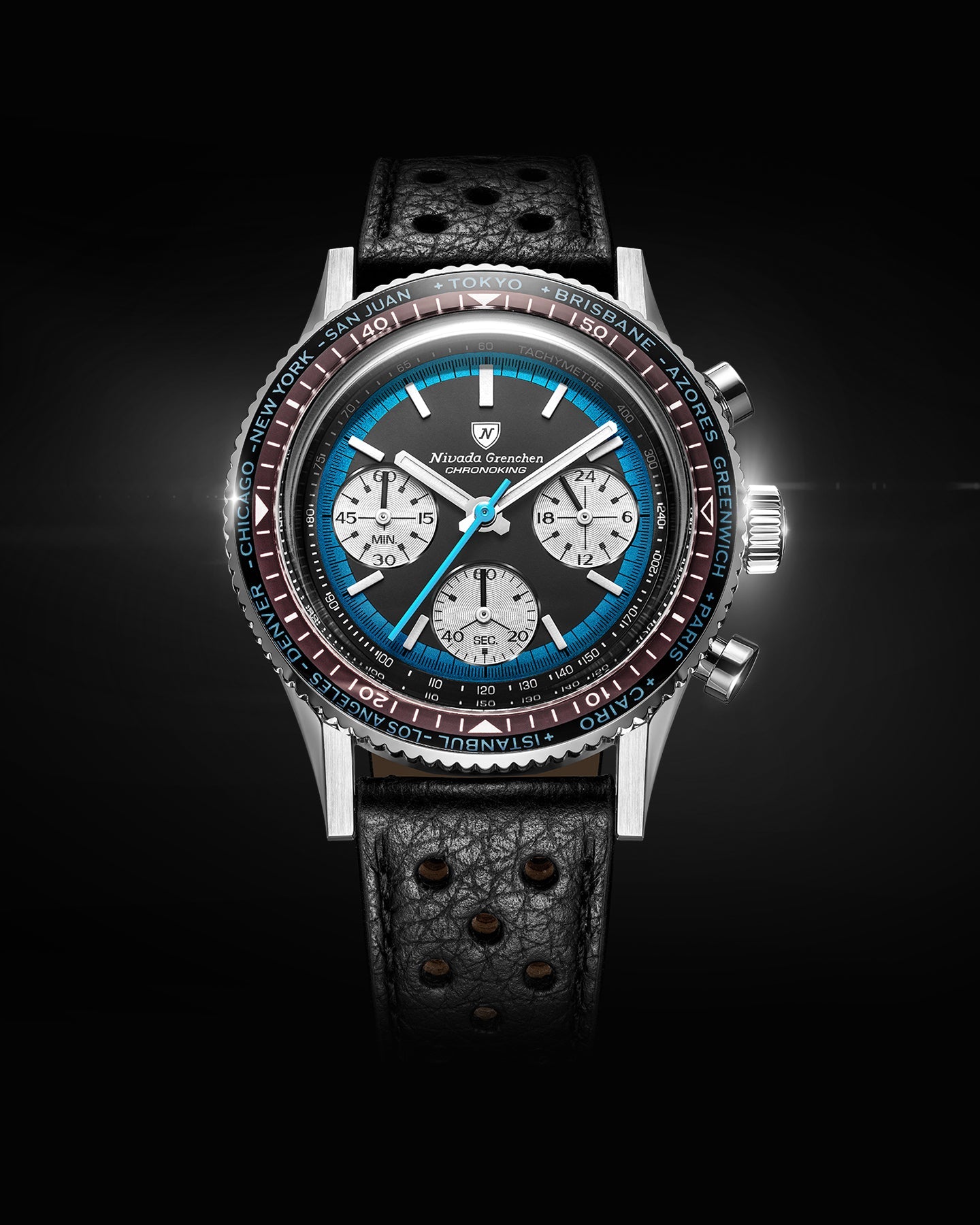 Montre Nivada Grenchen : Chronoking Summer Edition Mecaquartz Bleu