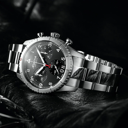 ALPINA WATCH: STARTIMER PILOT QUARTZ CHRONOGRAPH BIG DATE - BLACK