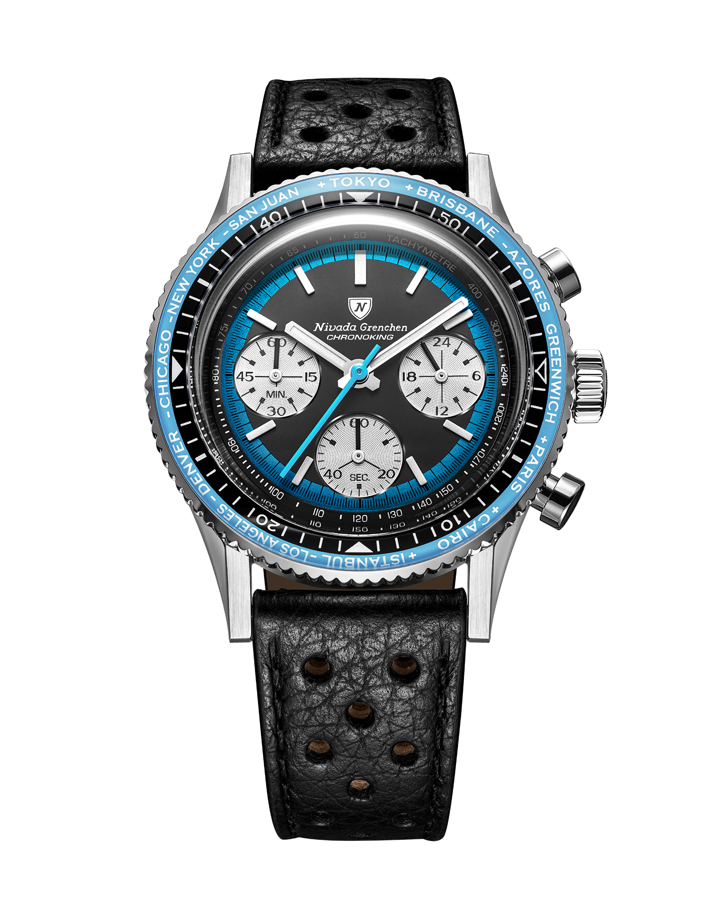 Montre Nivada Grenchen : Chronoking Summer Edition Mecaquartz Bleu