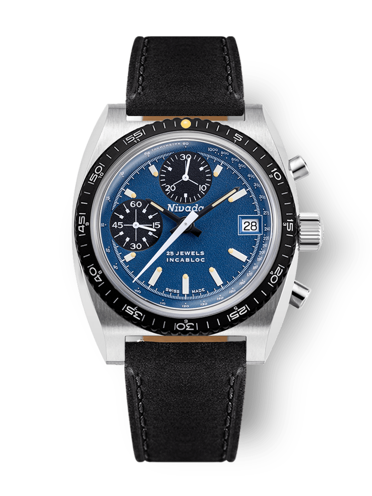Montre Nivada Grenchen : Autochron Automatique Bleue