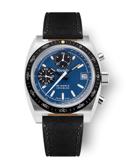 Montre Nivada Grenchen : Autochron Automatique Bleue
