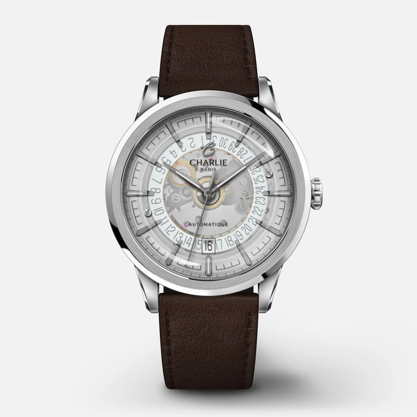 MONTRE CHARLIE PARIS : ALLIANCE AUTOMATIQUE SAPHIR BLANC