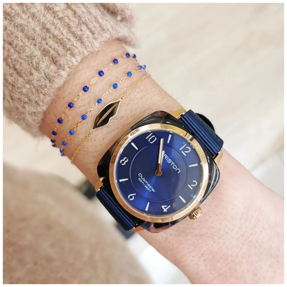 MONTRE BRISTON : CLUBMASTER CHIC BLEU NUIT & OR 21536.PRA.UB.33.NMB