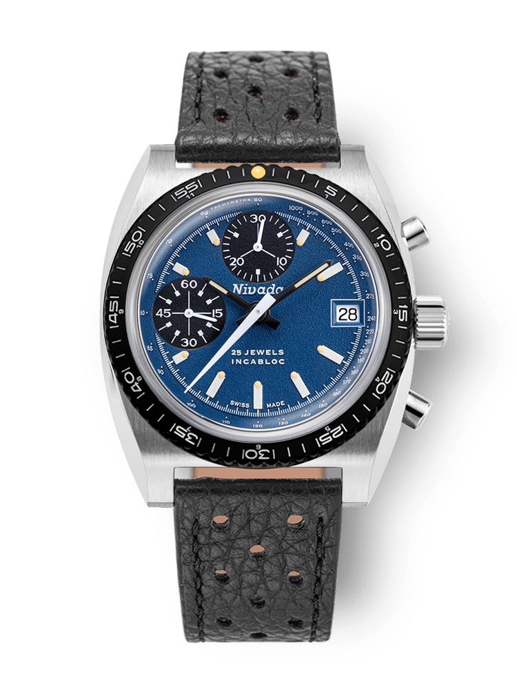 Montre Nivada Grenchen : Autochron Automatique Bleue