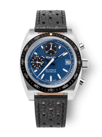Montre Nivada Grenchen : Autochron Automatique Bleue