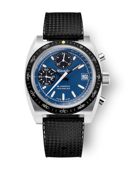 Montre Nivada Grenchen : Autochron Automatique Bleue